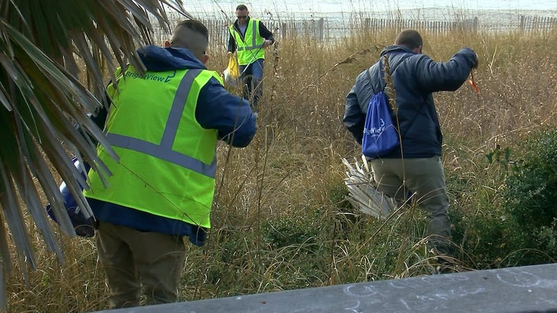 Keep Myrtle Beach Beautiful volunteers clean up around Hurl Rock Park along South Ocean...