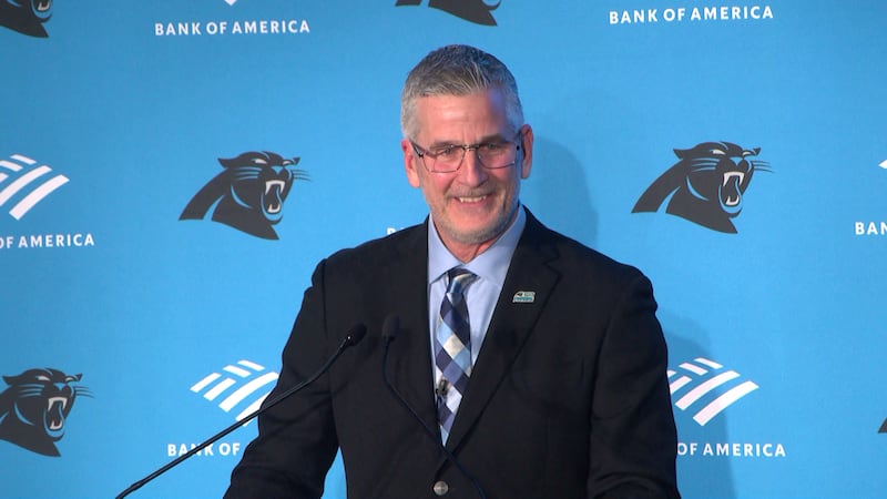 Carolina Panthers introduce new head coach Frank Reich during a press event on January 31,...