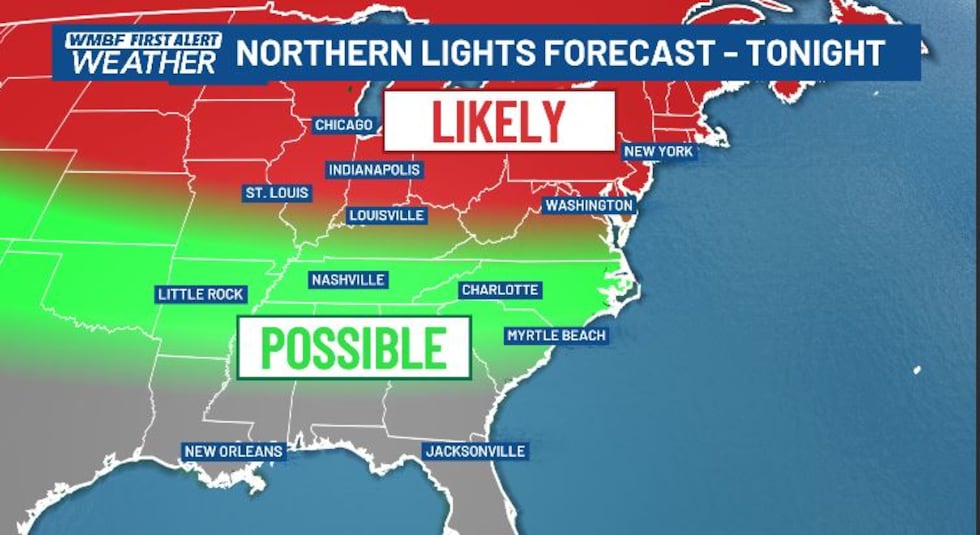 People in the Grand Strand and Pee Dee may have a chance to see the Northern Lights again on...