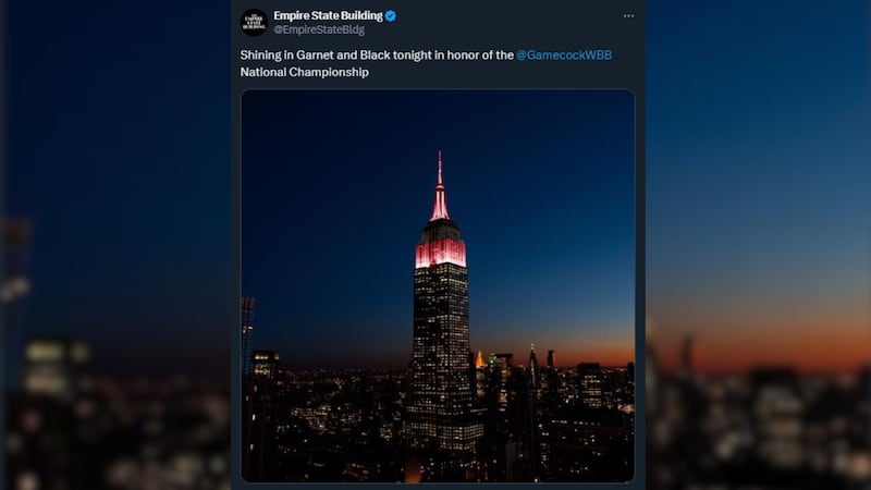 Empire State Building lights up garnet and black after Gamecock win