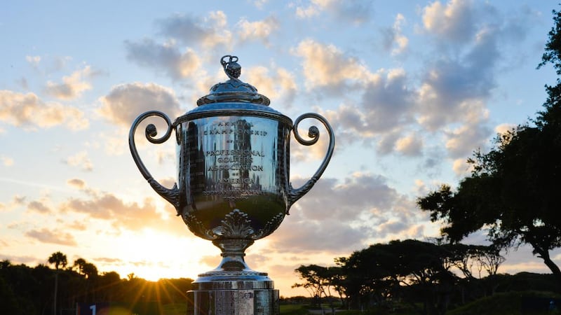 The Wanamaker trophy during the first round of the 2021 PGA Championship held at the Ocean...