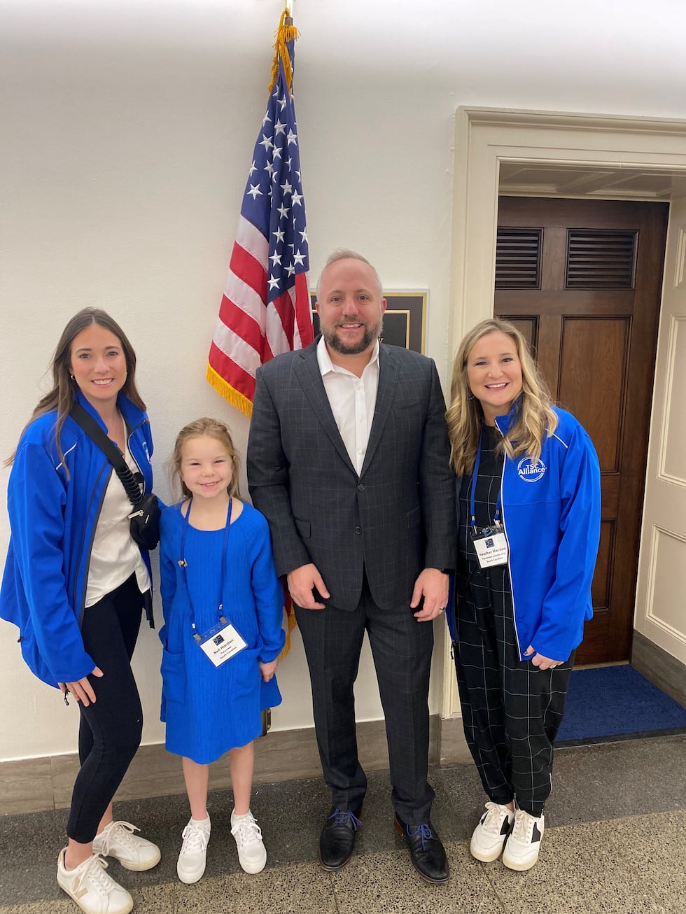 Heather and Nell Hardin with Russell Fry advocating for continued TSC research funding