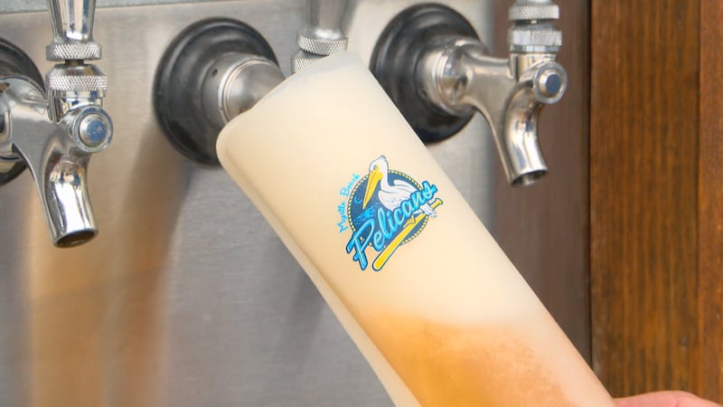 The 26-ounce beer bats available at each Myrtle Beach Pelicans home game.