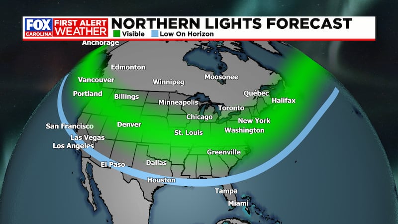 Could be visible in the Carolinas Saturday