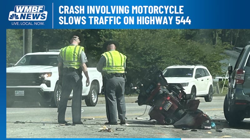 A crash involving a motorcycle slowed traffic in part of Horry County on Wednesday.