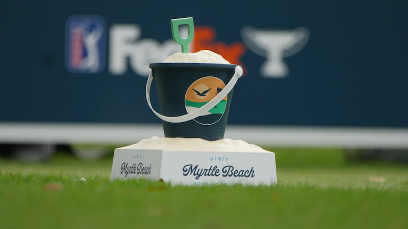 A look at a tee marker from the Myrtle Beach Classic and the Dunes Golf & Beach Club