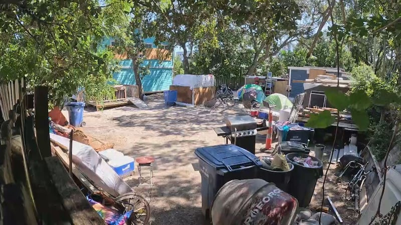 Court documents show people are living in tents in the backyard of Yellow House after the...